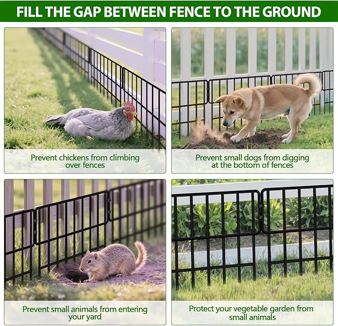 38 Panels Animal Barrier Fence, No Dig Fence 41.1ft(L) x12in(H), Garden Fences for Rabbits and Dog Ground Defense, Rustproof Metal Fences Border, Fenceing Bottom Blocker for Outdoor Yard Patio