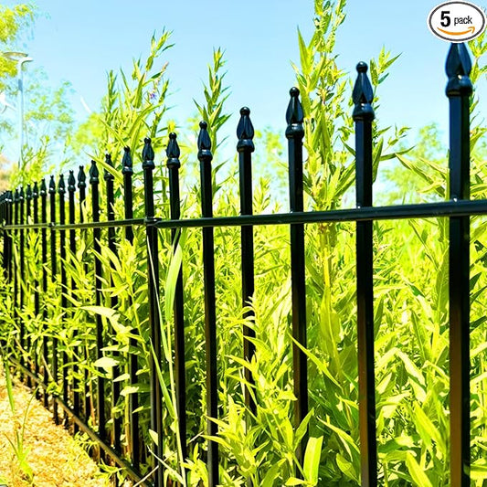 Metal Decorative Garden Fence 24" Wide x 24" High (5 Panels, Total Length 10 feet), Metal Border Folding Fence, Landscape Fencing Dog Fence Pet Fence for Flower Bed, Yard, Animal Barrier