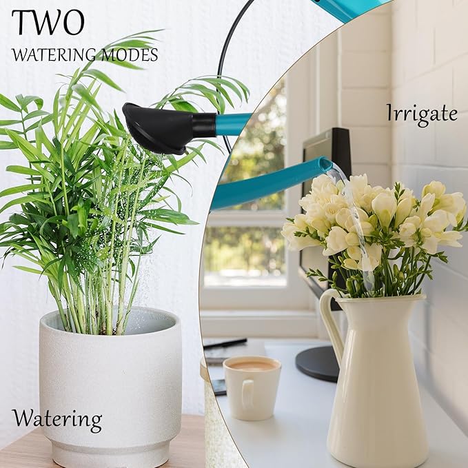 Watering Can 1.6Gal Transparent Plastic with Comfort Grip Handle for Indoor & Outdoor Plants（Blue Green）