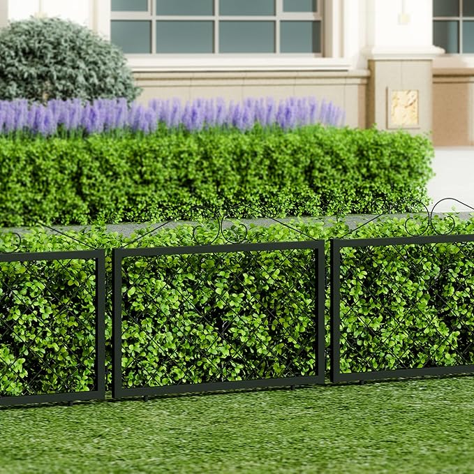 Zhongma Decorative Metal Garden Fence, Pack of 4pcs, Total 26" H x 97.5" L