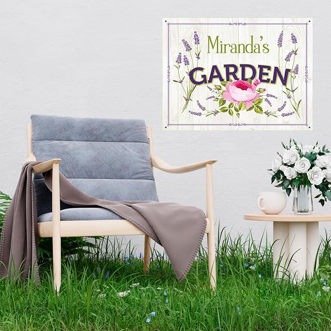 Custom Garden Sign, Christmas Present, Personalized Name/Text for Backyard Décor Sign, 18x24 Inches, Rust Free .063 Aluminum, Fade Resistant, Made in USA by Sigo Signs