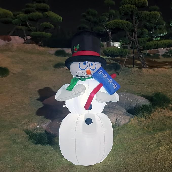 DearSun 6FT Christmas Inflatables Shivering Snowman Inflatable Outdoor Indoor Decorations, Animated Snowman Inflatable with Build-in LED Lights Blow Up Yard Party Decoration (Shaking Snow Man)