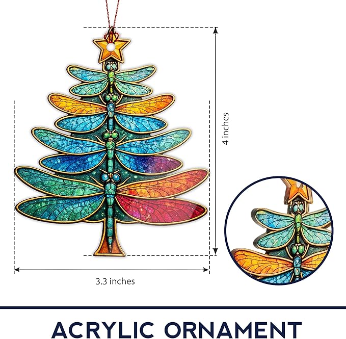 Women 2025 - Christmas Ornaments - Dagonfly Ornament - Dragon Fly Gift for Women - Dragonfly Gifts - Dragonfly Ornaments - Christmas Ornament 2025 - RUSATEN ONM-540-RST-CRMfly