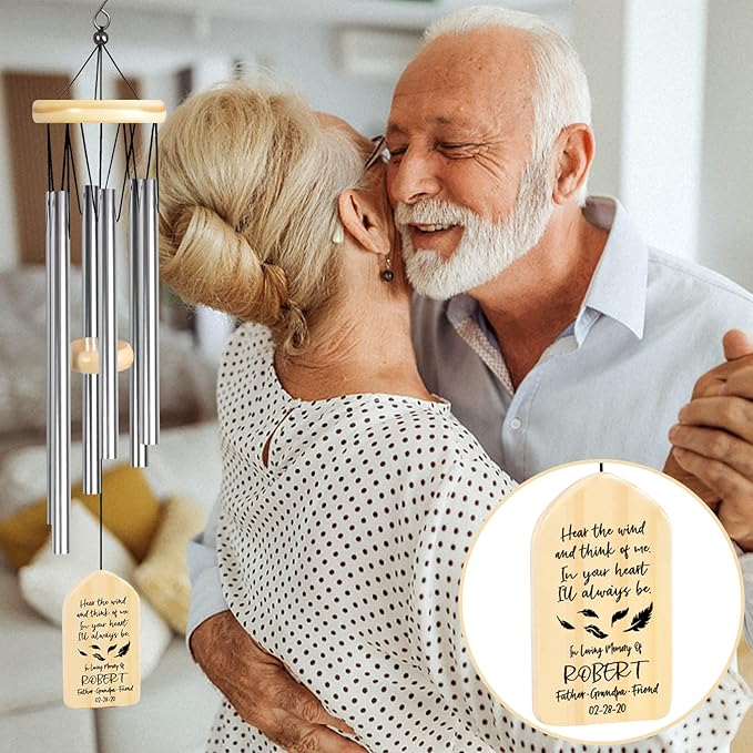 Personalized Memorial Wind Chimes, Sympathy Gifts for Loss of Loved One, Bereavement/Condolence/Remembrance/Memorial Gifts for Loss of Mother, Father or Loved One - Think of Me