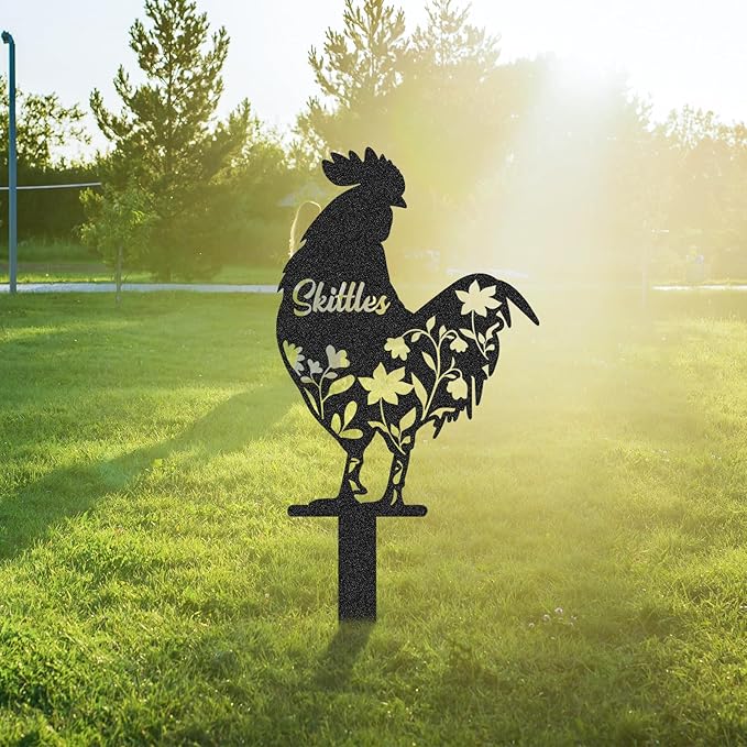 Personalized Metal Chicken Coop Sign, Custom Name Chicken Coop Signs for Outside, Decorative Garden Stakes, Metal Yard Art, Backyard Farmhouse Decor, Chicken Gifts for Women Man Color05