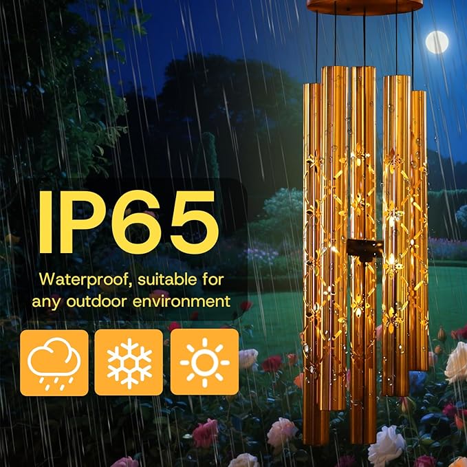 46in Solar Wind Chimes for Outside Clearance,Birthday Gifts for Women Grandma Wife Sister, Solar Lights Outdoor Wind Chimes for Garden Yard Patio Porch Decor,Rose Golden