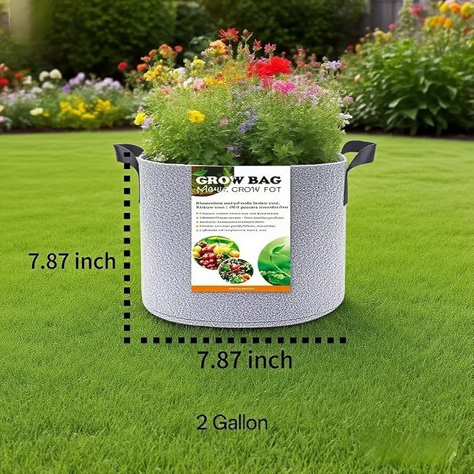 Grow Bags,Gallon Pot,Gallon Grow Bag,Fabric Plant Vegetable Pots with Handles,2-12 Nursery Pot Gallon Grow Bags with 1 Non-Slip Gardening Gloves,5pcs (2 Gallon)