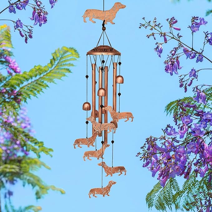 Dachshund Dog Wind Chimes for Outside,Metal Windchimes,Dachshund Dog Gifts for Women/Men,Wind Chime Garden Decor Outdoor,Memorial/Housewarming/Birthday/Festival Gifts,Front Yard Decor