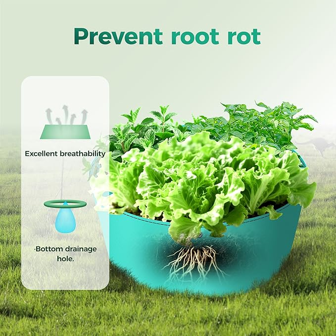 (BFCM Deal 2 Pack 10 Gallon 3 Compartment Grow Bags, Vegetable Growing Bag, Thickened PE Garden Pots with Drainage Holes and Branch-Binding Holes, Reusable Plant Bag for VegetablesFlowers