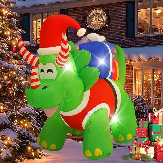 13FT Triceratops Inflatable Decoration with Built-in LED Lights, Christmas Outdoor Inflatable Decoration for Lawn, Yard, Garden, Patio