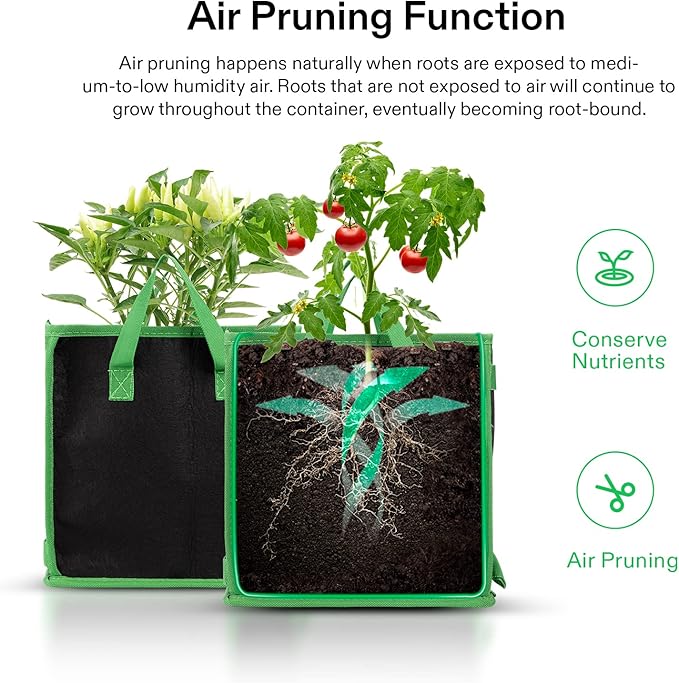 VIVOSUN 5 Pack 5 Gallon Square Grow Bags, Thick Nonwoven Cubic Fabric Pots with Handles for Indoor and Outdoor Gardening