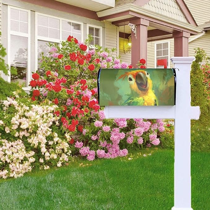 Parrot Mailbox Covers Magnetic Letterbox Covers 21x18 Inch for Garden Outdoor Decoration