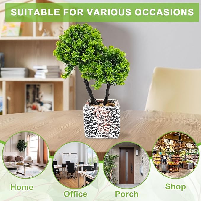 Small Fake Plants with Marble Planter, Fake Potted Plants Artificial Decor for Coffee Table Desk Shelf, 11.81" Faux Plants Indoor for Living Room Bathroom Bedroom Entryway Office