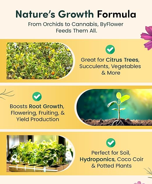 ByFlower Water-Soluble for Plant 1 lb - Organic Fertilizer Enhances Soil Quality for Thriving Plants - Vegan, Garden Fertilizer Supports Healthy Growth