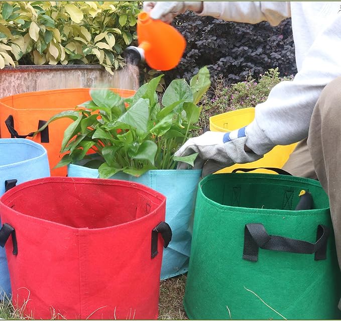 10-Gallon Fabric Grow Bags (7 Pack of Mix Colors) with Handles for Potato Tomato Flower and Vegetables
