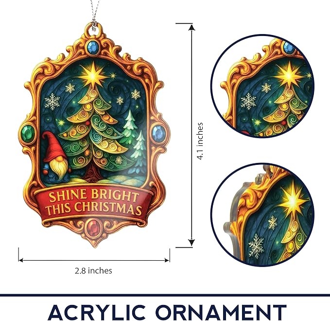 Christmas Ornament 2025 - Vintage Christmas Ornament - Acrylic Xmas Ornament - Art Ornament - Suncatcher Effect Window Hanging - car Hanging Accessories