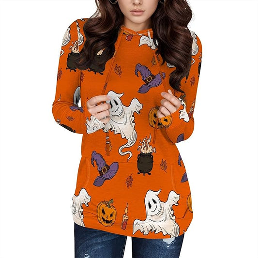 Halloween Womens Pullover Sweatshirts Trendy Drawstring Fall Sweatshirt Halloween Best Gift For Wife And Daughter