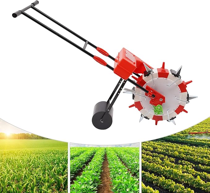 Hand-Push Seeder, 8.27LBS 6 Nozzles Storage Box Precision Garden Seeder, Floor Standing Manual Seed Planter, Row Planter Seeder for Sowing Seeds, Plants, Corn, Vegetables, Etc(6 Nozzles)