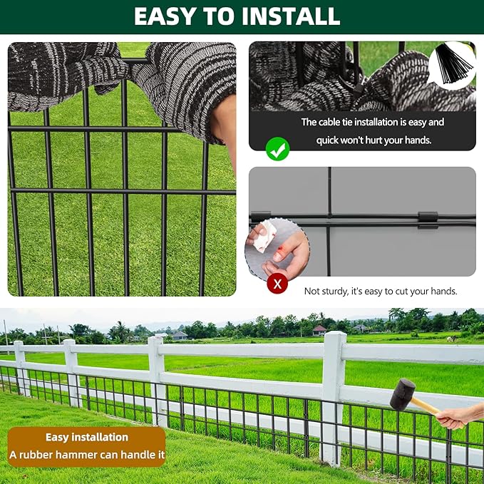 42.5ft(L) x 13in(H) Animal Barrier Fence, 30 Panels No Dig Garden Fence for Dog Rabbit, Rustproof Anti Digging Barrier, Garden Edging Border Ground Defense for Outdoor, Yard, Patio