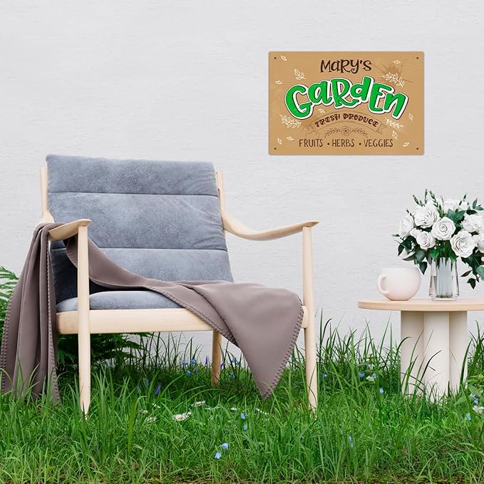 Custom Garden Signs, Personalized Sign for Garden, for Mother's Day, Mom, Christmas Gift Or Girlfriend Sign, 12x18 Inches, Rust Free .063 Aluminum, Fade Resistant, Made in USA by Sigo Signs