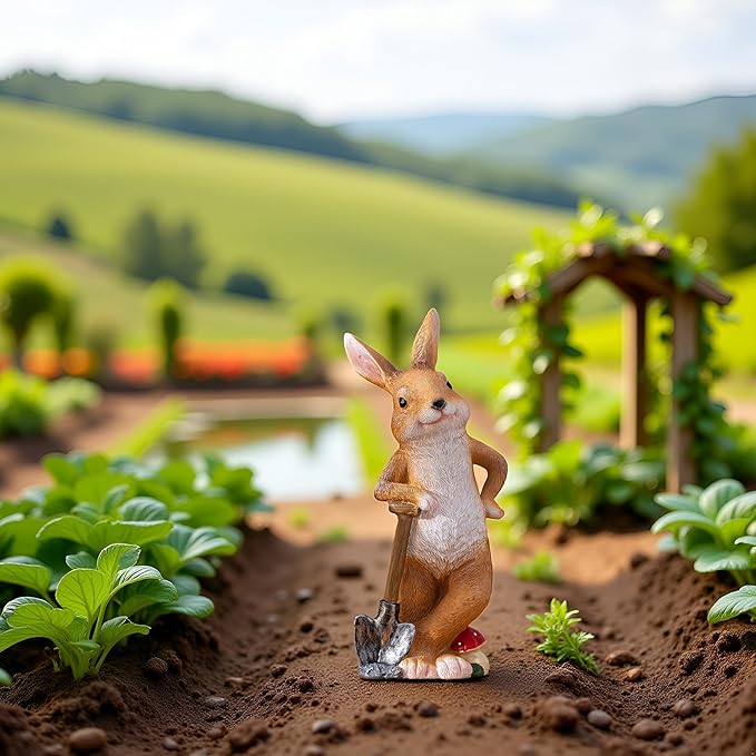 Bunny Garden Statue Outdoor Decor Resin Funny Rabbit Statue for Outdoor Patio Lawn Yard Art Decoration Christmas Housewarming Gift