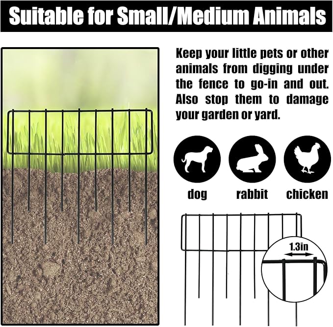 Confote Animal Barrier Fence, 19 Pack 20.6ft(L) x 12.6in(H) Decorative Garden Fence Rustproof Metal No Dig Fencing Border for Landscape Patio Yard Outdoor