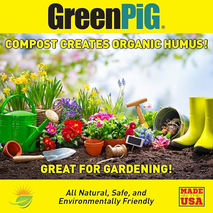 GREEN PIG Compost Accelerator Converts Yard Waste to Fertile Humus in 30 Days and Helps Control Odors Associated with Compost Piles, 1 Bag (12 Dissolvable Packets)