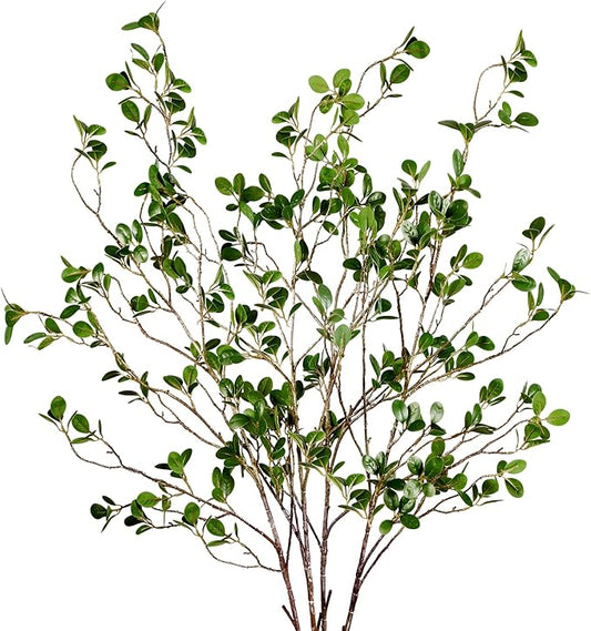 Sggvecsy 43’’ 4Pcs Artificial Ficus Branches Faux Leaf Spray Green Eucalyptus Branches Artificial Greenery Stems Fake Ficus Twig Plants for Home Office Wedding Vase Filler Shop Decoration