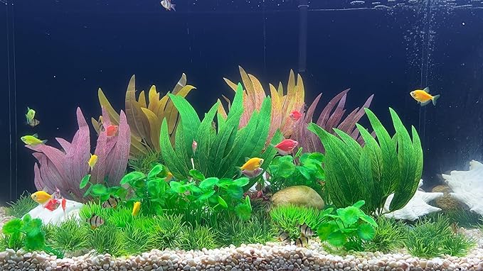 BEGONDIS 2Pcs Artificial Aquatic Plants Set - Lifelike Silk Fabric Leaves for Aquarium Decoration, Easy to Maintain, Vibrant Underwater Garden (Red)