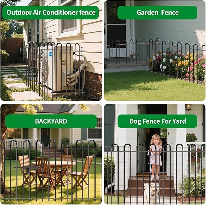 5 Panels Decorative Garden Fence, 32 in (H) x 10.8 ft (L) Metal Thick Tube No Dig Dog Fence Outdoor for Yard, Rustproof Tall Animal Barrier Fencing, Garden Edging Border for Yard, Patio