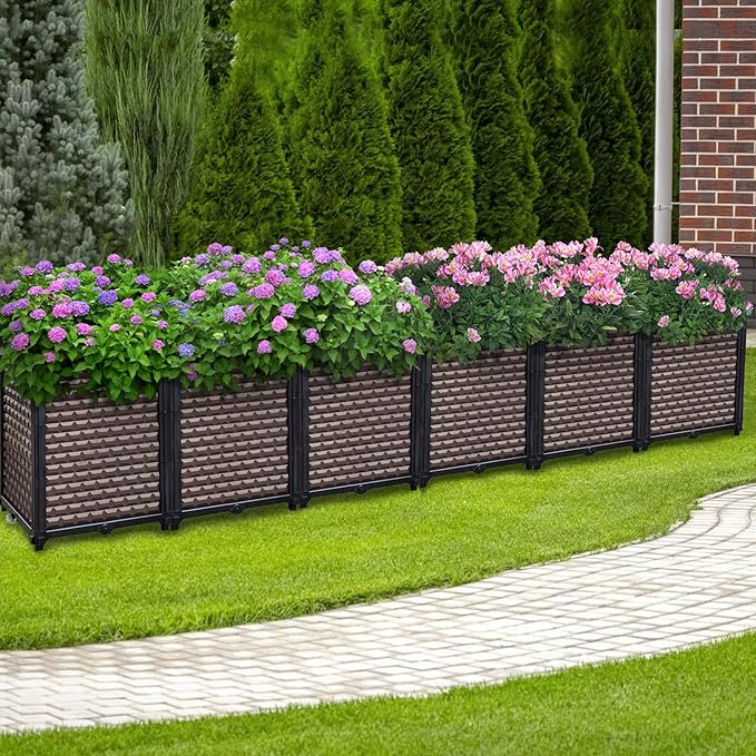 Large Planters for Outdoor Plants - Deepened 20" H, Raised Beds for Gardening Self Watering, Elevated Planter Box with Legs, Rectangular Garden Planters for Outdoor Plants Flowers, 94.4"L x 15.7"W