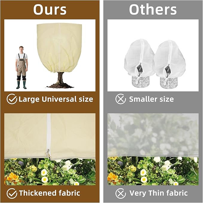 Plant Cover Freeze Protection, Winter Plant Covers 2 Pack 71 * 47.2 INCH, Plant Frost Cover, Tree Plant Freeze Protection Covers, Planter Plant Winter Frost Blanket with Zip Drawstring,