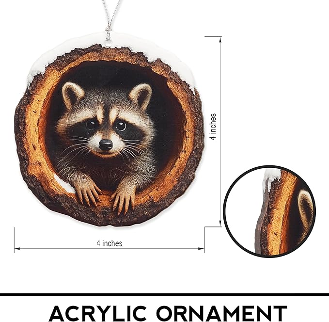 Funny Christmas Ornaments - Raccon Gifts - Raccoon Christmas Ornaments - Animal Lovers Ornaments - Racoon Ornament - Christmas Ornament 2025 - White Elephant Gifts - Xmas Tree Funny Decoration
