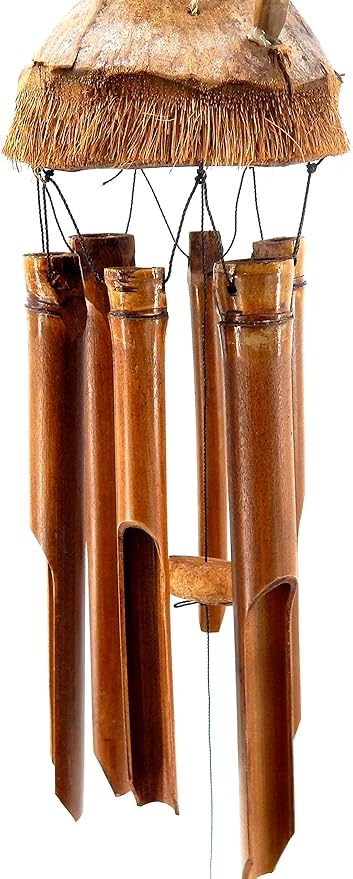 Bellaa 23394 Owl Bamboo Wind Chimes Tune Melody 38 inch