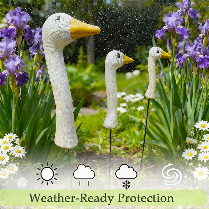 Mingzhang Garden Porch Goose Statues Decor 3PCS Goose Garden Stake Figurines for Outdoor Lawn Garden Yard Patio Decoration Housewarming Birthday Gifts for Women White