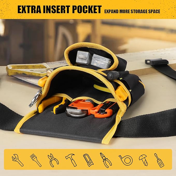 Magnetic Tool Belt for Men, 26 Pockets Heavy Duty Tool Pouch, Magnet Holster Nail Utility Toolbelt Detachable Adjustable Waist Holder for Handyman Contractor Mechanic Plumber Roofer Carpentry Dad Gift