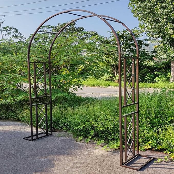 Garden Arbor, Metal Wedding Arch for Ceremony Party, Garden Trellis for Climbing Plants Outdoor, Wide 55" 71" 87" 103" 118" 134" Garden Arch Stand for Garden, Backyard, Lawn(Brown,71" x 91" x 16")