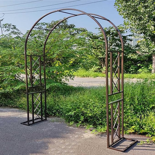 Garden Arbor, Metal Wedding Arch for Ceremony Party, Garden Trellis for Climbing Plants Outdoor, Wide 55" 71" 87" 103" 118" 134" Garden Arch Stand for Garden, Backyard, Lawn(Brown,71" x 91" x 16")