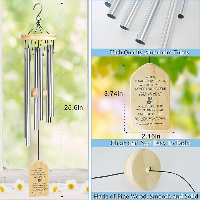 Sympathy Wind Chime | Jocidea Personalized Memorial Wind Chimes | Wind Chimes for Loss of Loved One | Memorial Gifts | Sympathy Gift | Bereavement Gifts | in Memory of Dad, Mom