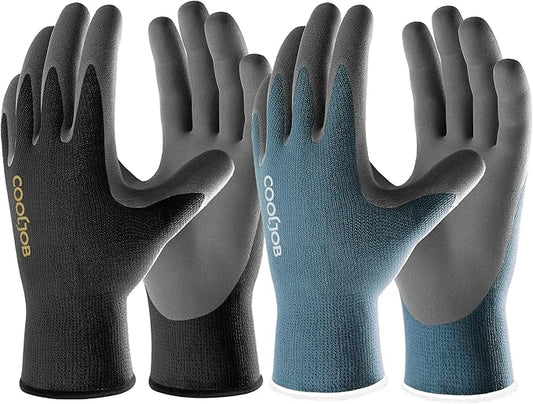 COOLJOB Micro-Foam Nitrile Safety Work Garden Gloves with Touchscreen Fingers, 6 Pairs Lightweight Working for Men’s Sweaty Hands, Non-slip Coated Grip Fits Most Tasks, Xlarge, Blue & Black