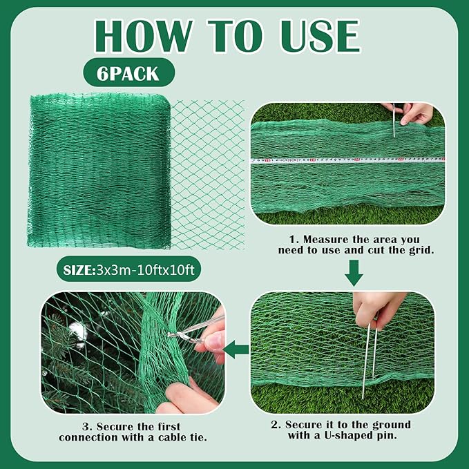 6 Pack 10'x10' Deer Netting Fencing Heavy Duty Bird Netting, Chicken Coop, Fruit Trees, Plants, Plastic Fence, Bird Screen, Outdoor Cover, Garden Protection, Net Material, Plant Barrier