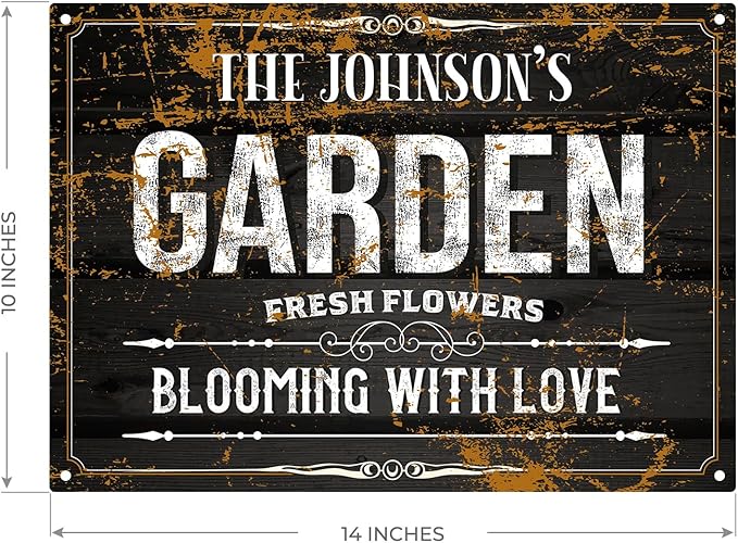 Custom Garden Blooming With Love Sign, Christmas Season, Personalized Name For Backyard/Flower Garden Décor Sign, 10x14 Inches, Rust Free .040 Aluminum, Fade Resistant, Made in USA by Sigo Signs