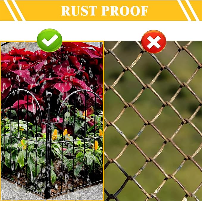 Garden Fence, 22 in(H) x 21 ft(L) Arched Rustproof Metal No Dig Fence Garden Fence Border, Ground Stake Animal Barrier Fence for Rabbit Dog, Outdoor Landscape Decor for Yard & Patio,19 Pack