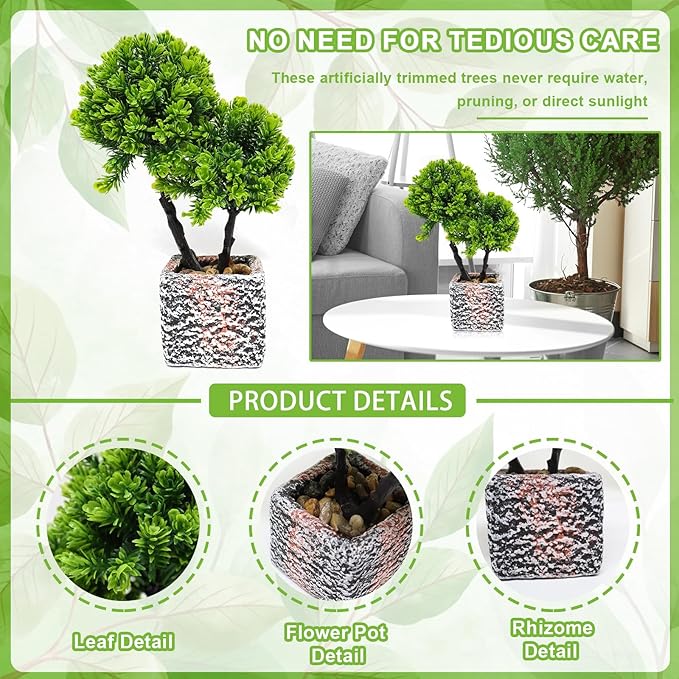 Small Fake Plants with Marble Planter, Fake Potted Plants Artificial Decor for Coffee Table Desk Shelf, 11.81" Faux Plants Indoor for Living Room Bathroom Bedroom Entryway Office