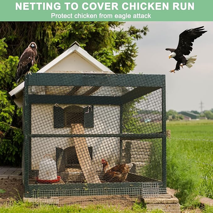 25'x25' Bird Netting for Chicken Coop, Nylon 3/4" Mesh Poultry Netting Chicken Net Roof Hawk, Aviary Net Deer Fence Pests Trellis Garden Nettings for Fruits Trees Plant