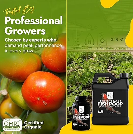 OMRI Listed Organic Concentrated Fish Poop - Liquid Fertilizer for Vegetable Gardens, Indoor Plant Food for Houseplants, Hydroponic Nutrients, Soil Amendment (4 Ounces)