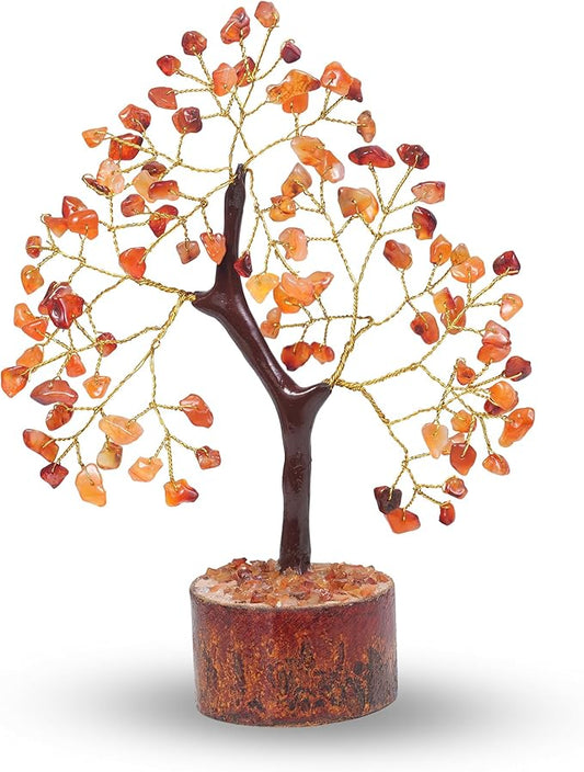 Carnelian Money Tree - Carnelian Crystal Gem Tree for Good Luck & Feng Shui - Spiritual Item