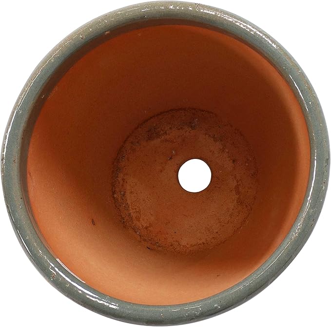 Sunnydaze Resort Round Ceramic Planter - Set of 2 Indoor or Outdoor Plant Pots with Drainage Hole - 8" - Gray Glaze