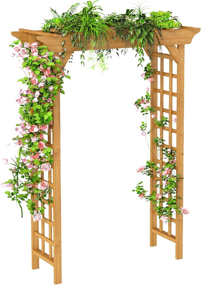 Wood Garden Arbor – Outdoor Wooden Arch Pergola for Garden, Backyard, Patio & Wedding – Durable, Elegant Design for Climbing Plants and Vines
