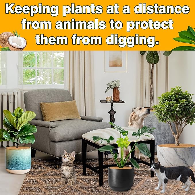 ZeeDix 3 Pack Coconut Fiber Mulch Ring, 24 Inch Coco Coir Tree Ring Mulch Mat, 100% Natural Tree Protector Mat Plant Cover Ring Coconut Coir Discs Tree Mats Mulch Rings for Indoor Outdoor Trees Plants